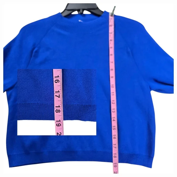 COS Large Cropped Knitted Mock-Neck Top Bright Blue Long-Sleeve Stretch - Picture 11 of 11